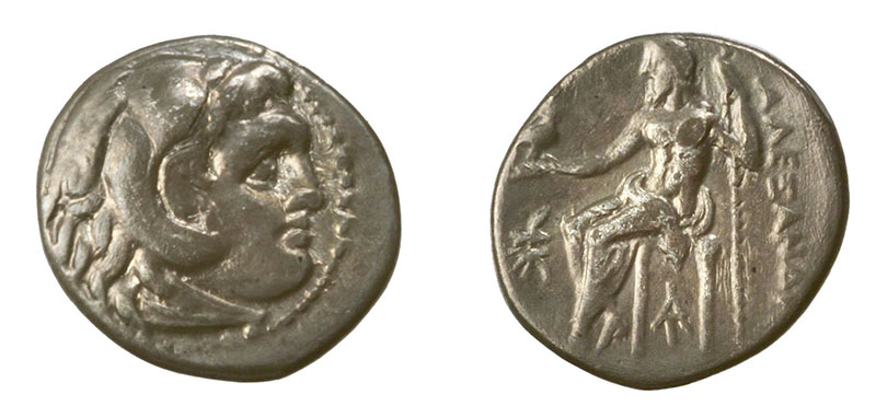 Münze mit einer Abbildung Alexander des Grossen